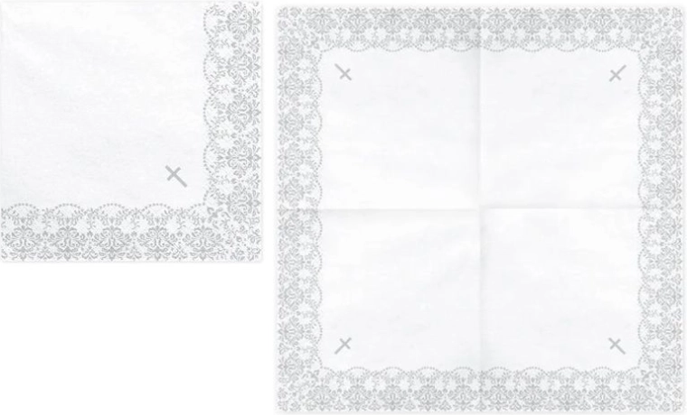 Serviettes en papier de communion avec ornement argenté 33 × 33 cm (20 pièces)
