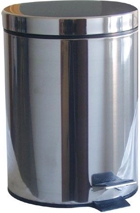 Step-on trash can 5 L round stainless steel with plastic insert