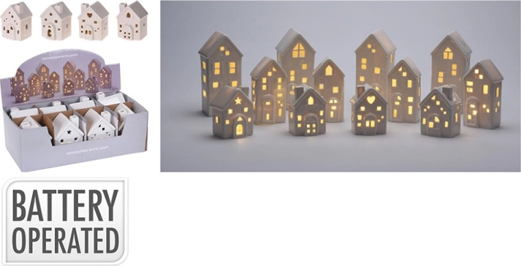 Decorative porcelain house with LED lighting