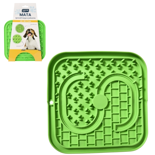 Slow feeder-skål til hunde og katte 20 × 20 × 1 cm grøn