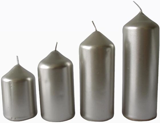 Advent candles PROVENCE, silver, diameter 4 cm, set of 4 sizes