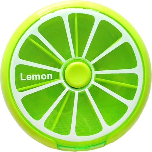 Dosatore rotondo per farmaci con motivo al limone 9 × 2,5 cm