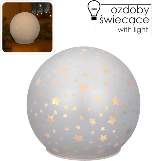 Staklena LED kugla sa zvjezdanim motivom 12 × 11 cm