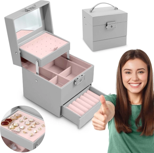 Šperkovnica Massido MS-703 sivá