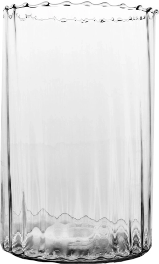 Vase en verre transparent en forme de cylindre avec motif 28 cm