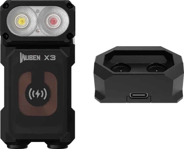 Wuben X3 Black Pocket Flashlight 700 lm with Base, Black