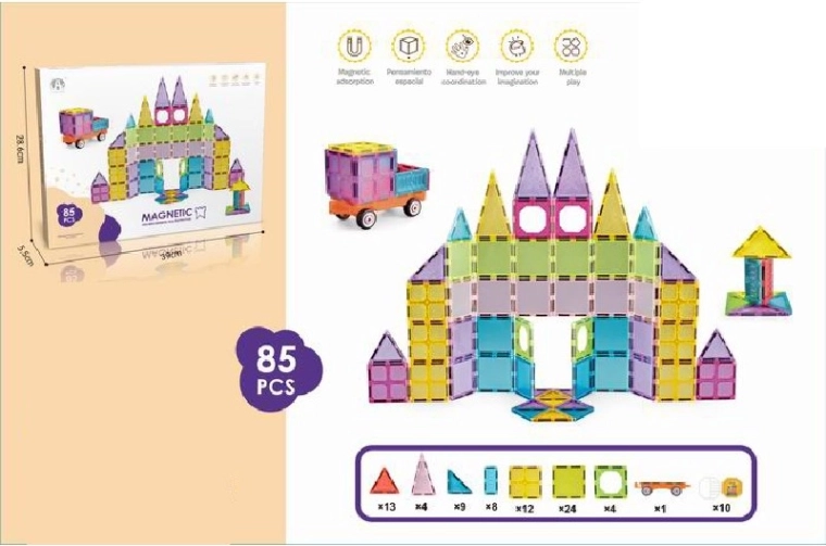 Magnetic 3D Building Set – 85 Pieces