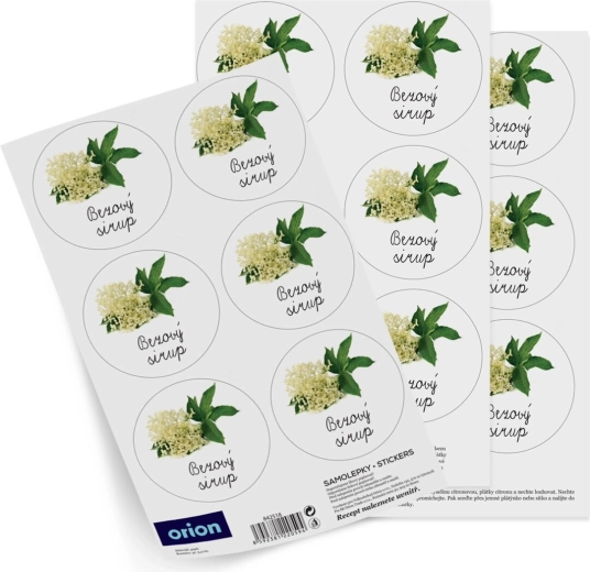Autocollants pour bouteilles – sirop de sureau, 18 pièces (CZ)
