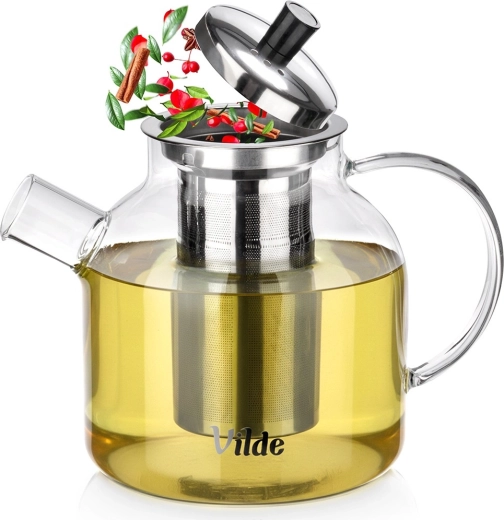 Glass Teapot with Stainless Steel Tea Infuser 1.2 L