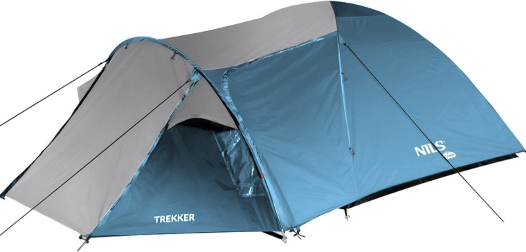 Tenda da trekking NILS CAMP Trekker per 4 persone, blu‑grigio