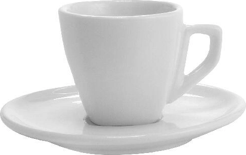 Tasse en porcelaine avec soucoupe 120 ml ALBA, blanche, carrée