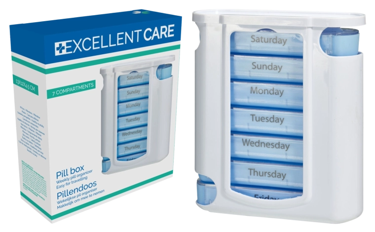 7-Day Pill Organizer with Removable Compartments