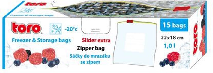 TORO Resealable Freezer Bags 1 L, 15 pcs