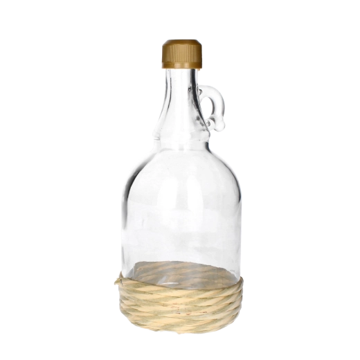 Glass demijohn 1 L with handle and screw cap