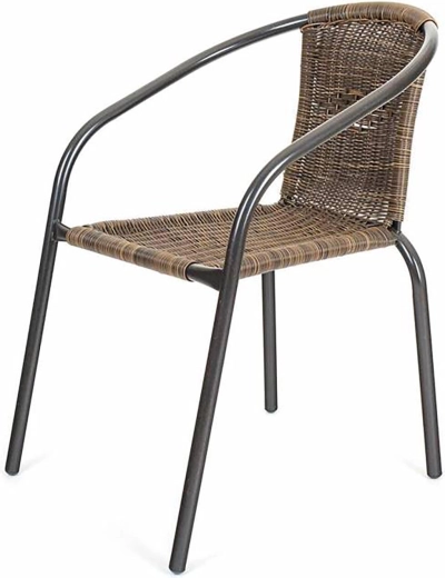 Sedia da giardino in acciaio e rattan sintetico, marrone, 64 × 53 × 73 cm
