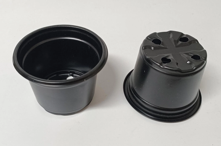 Pots ronds allégés 9,5 cm – lot de 10 pièces, noir