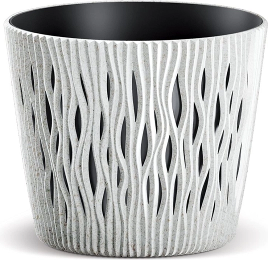 Pot Sandy Round Eco Wood 18,9 cm – blanc