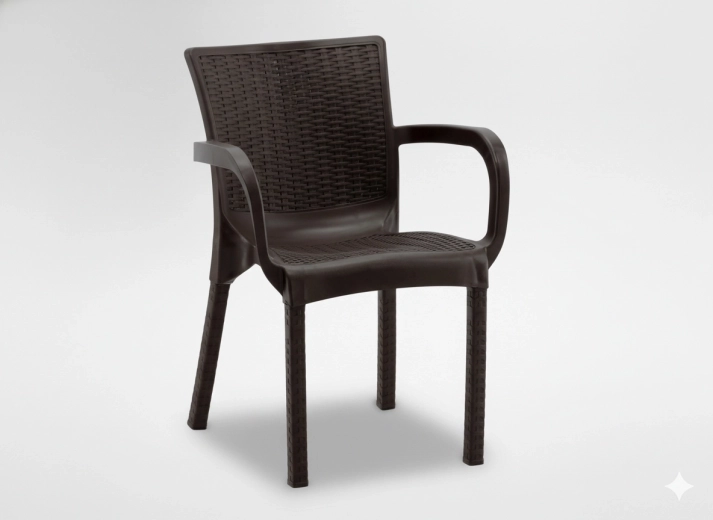 Zahradní křeslo ratanového vzhledu, hnědé, 60 × 60 × 82 cm