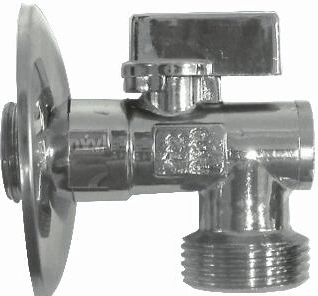 Rubinetto per lavatrice con valvola di non ritorno e filtro 1/2" x 3/4"