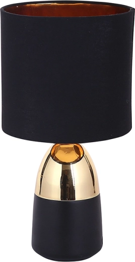 Lampe de table avec base en métal dorée et noire 16 × 31 cm