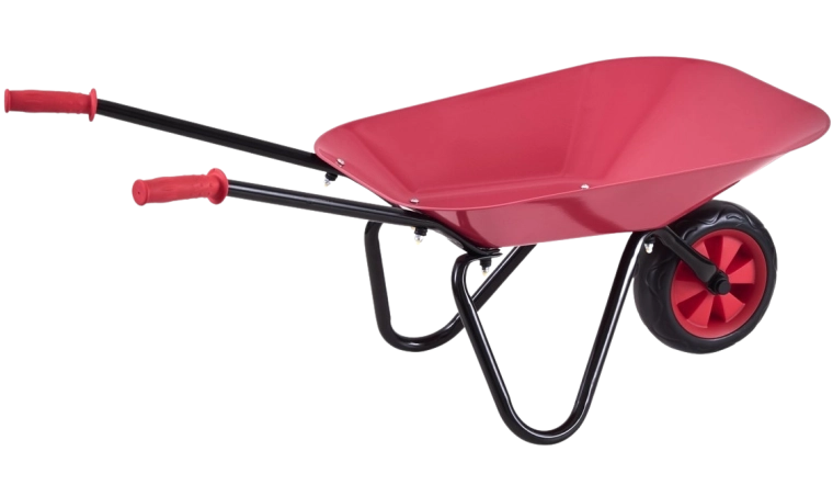 Red kids’ metal wheelbarrow