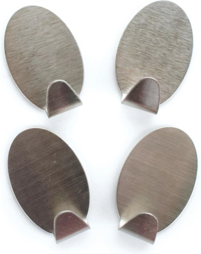 Self-adhesive Oval Stainless Steel Hooks (4 pcs)