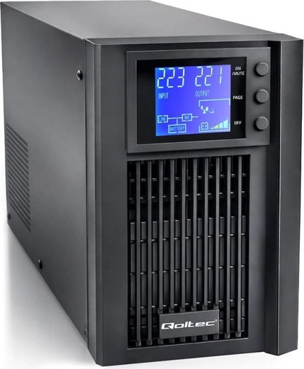 Qoltec UPS Backup Power Supply 1 kVA 800 W with Pure Sine Wave, AVR and LCD