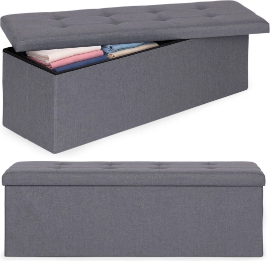 Panca imbottita con vano portaoggetti 111 × 38 cm, grigio chiaro, ModernHome