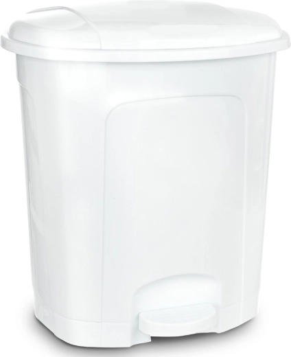 Poubelle en plastique à pédale 50 l blanche