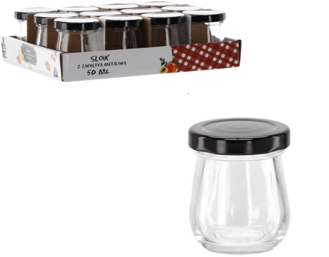 Glas 50 ml med sort metal låg