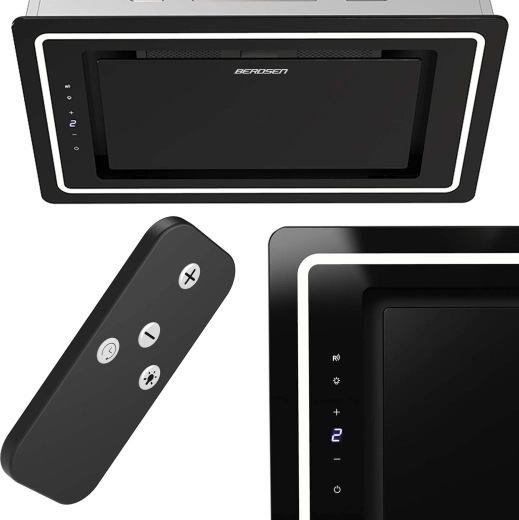 Built-in kitchen extractor hood 52 cm black BERDSEN with remote control