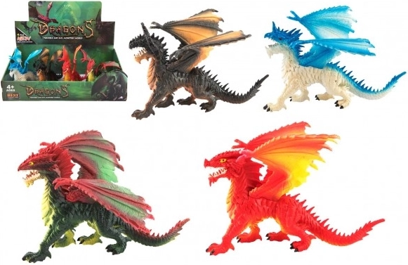 Figurine de dragon en plastique 20 cm – 4 modèles en boîte