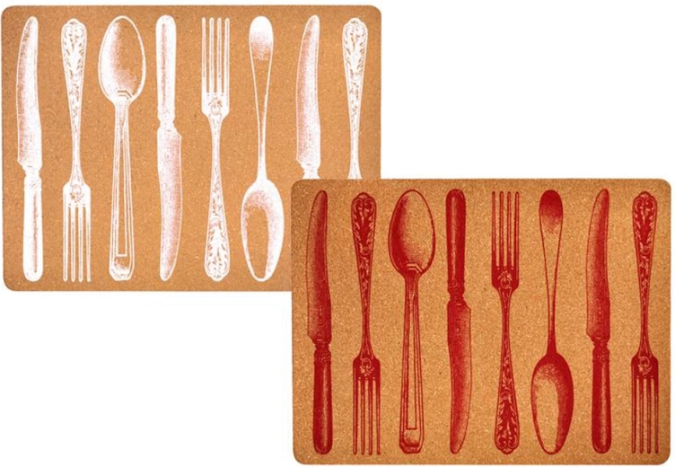 TORO cork placemat with cutlery motif 40 × 30 cm