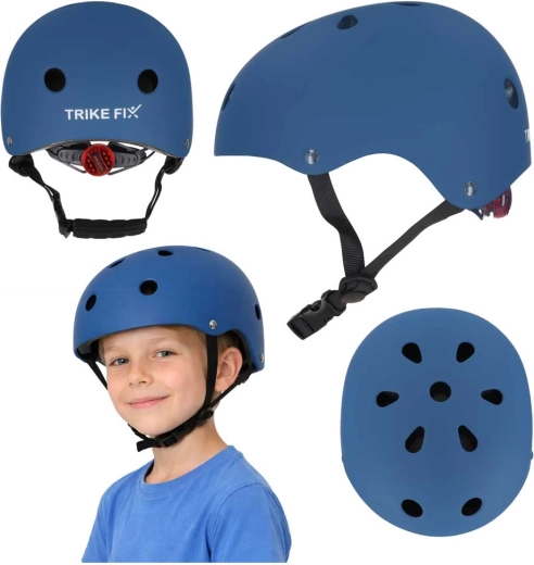 Casco ciclistico per bambini TRIKE FIX con LED, taglia S 48–54 cm, blu scuro
