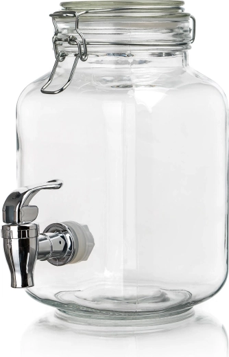 Glass beverage dispenser 2.2 l with tap and clamp lid