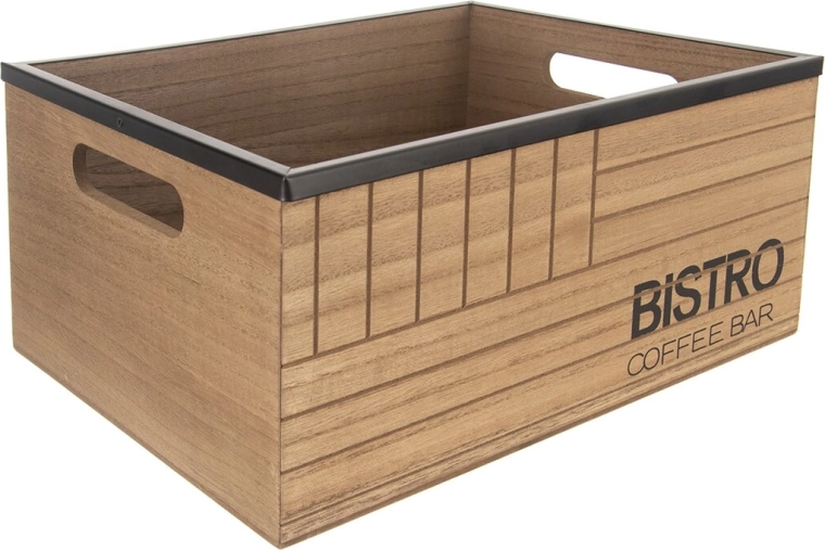 Bistro-Kiste aus Holz und Metall 29,5 × 22 × 13,5 cm