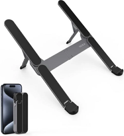 Folding compact laptop stand, gray