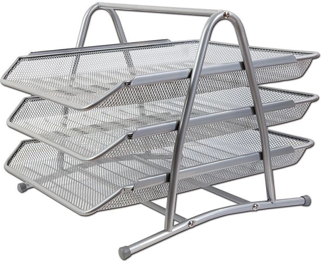 Metal triple drawer unit with drawers CONCORDE, silver