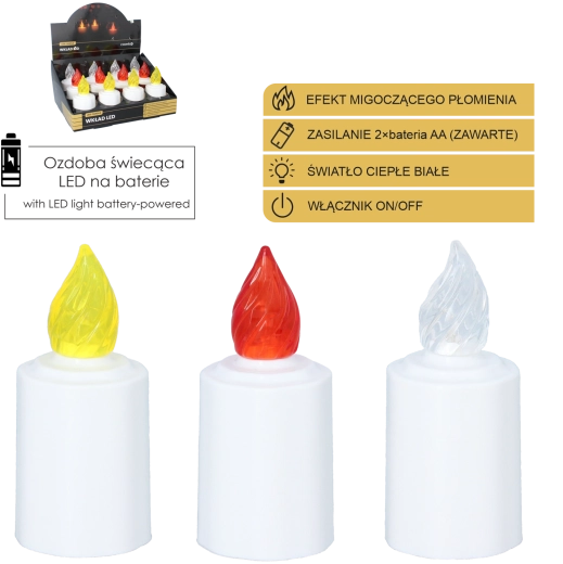 Bougie LED pour lampe funéraire avec flamme vacillante 10,5 cm – assortiment de couleurs