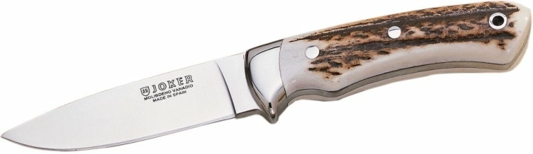 Joker Pantera hunting knife 9.5 cm, antler, leather sheath