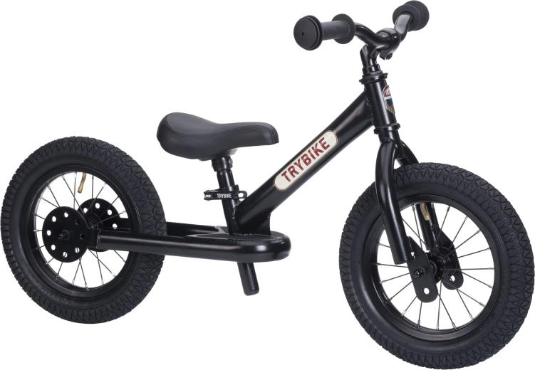 Trybike czarne dziecięce rowerko-biegowe do nauki równowagi