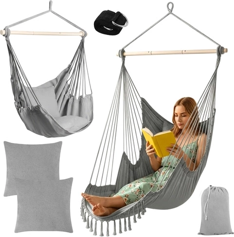 Függő hintaszék 2 az 1-ben párnákkal, szürke GARDLOV