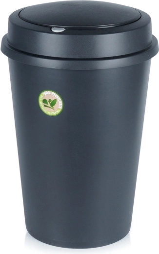 Poubelle en plastique avec couvercle basculant 47 l, noire