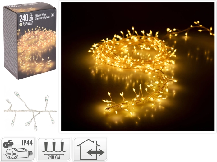 Christmas LED String 2.4 m, 240 lights, warm white, silver wire