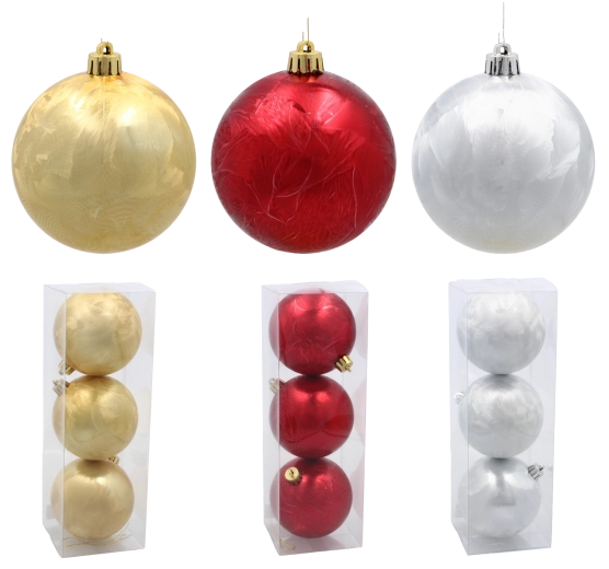 Set de boules de Noël 8 cm – rouge, or et argent, décorations en verre mat (3 pcs)
