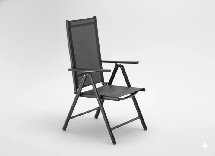 Chaise de jardin pliante en aluminium, grise 66 × 56 × 107 cm