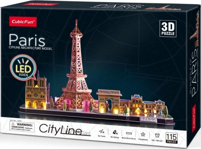 Svietiace 3D puzzle CityLine panorama Paríž 115 dielikov