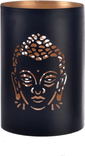 Buddha-Kerzenhalter schwarz-gold 12 × 12 × 18 cm