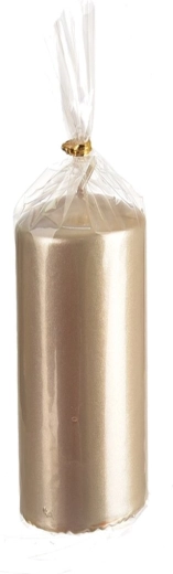Blank, skinnende bloklys i champagne 7 × 18 cm