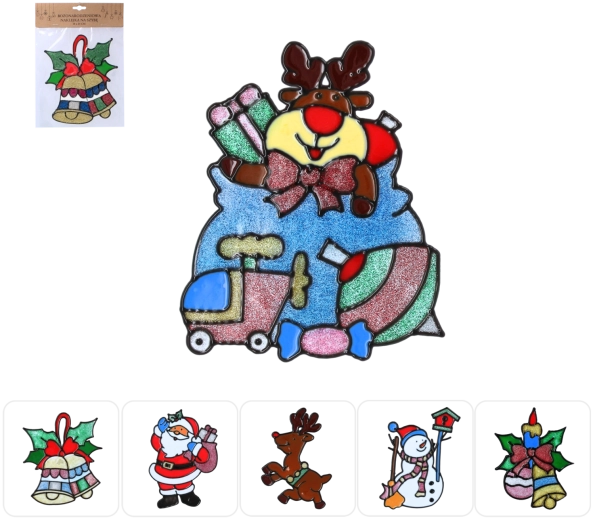 Autocollants de fenêtre de Noël 18 × 25 cm – lot de 12 pièces, 6 motifs